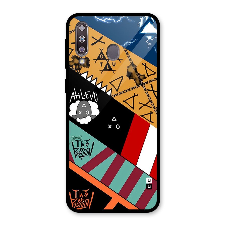 Random Abstracts Art Slant Stripes Glass Back Case for Galaxy M30