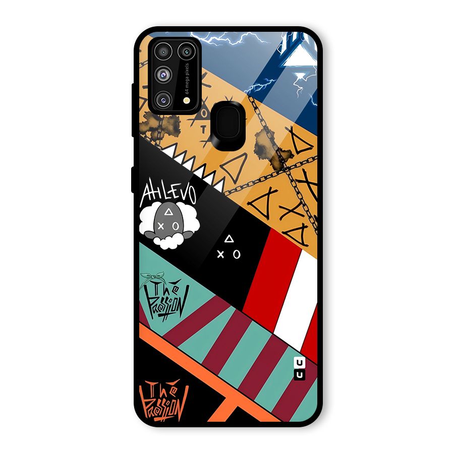 Random Abstracts Art Slant Stripes Glass Back Case for Galaxy M31
