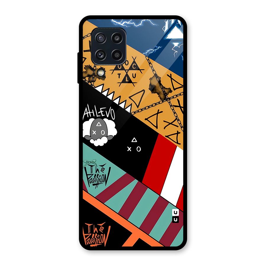 Random Abstracts Art Slant Stripes Glass Back Case for Galaxy M32