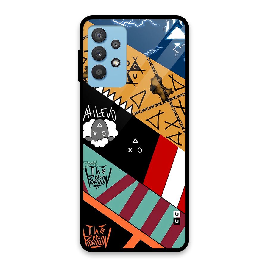 Random Abstracts Art Slant Stripes Glass Back Case for Galaxy M32 5G