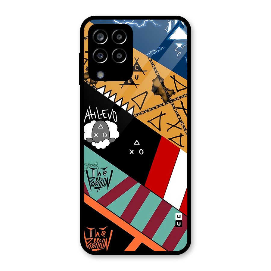 Random Abstracts Art Slant Stripes Glass Back Case for Galaxy M33