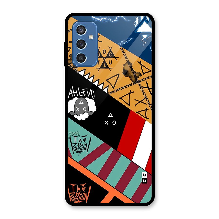 Random Abstracts Art Slant Stripes Glass Back Case for Galaxy M52 5G