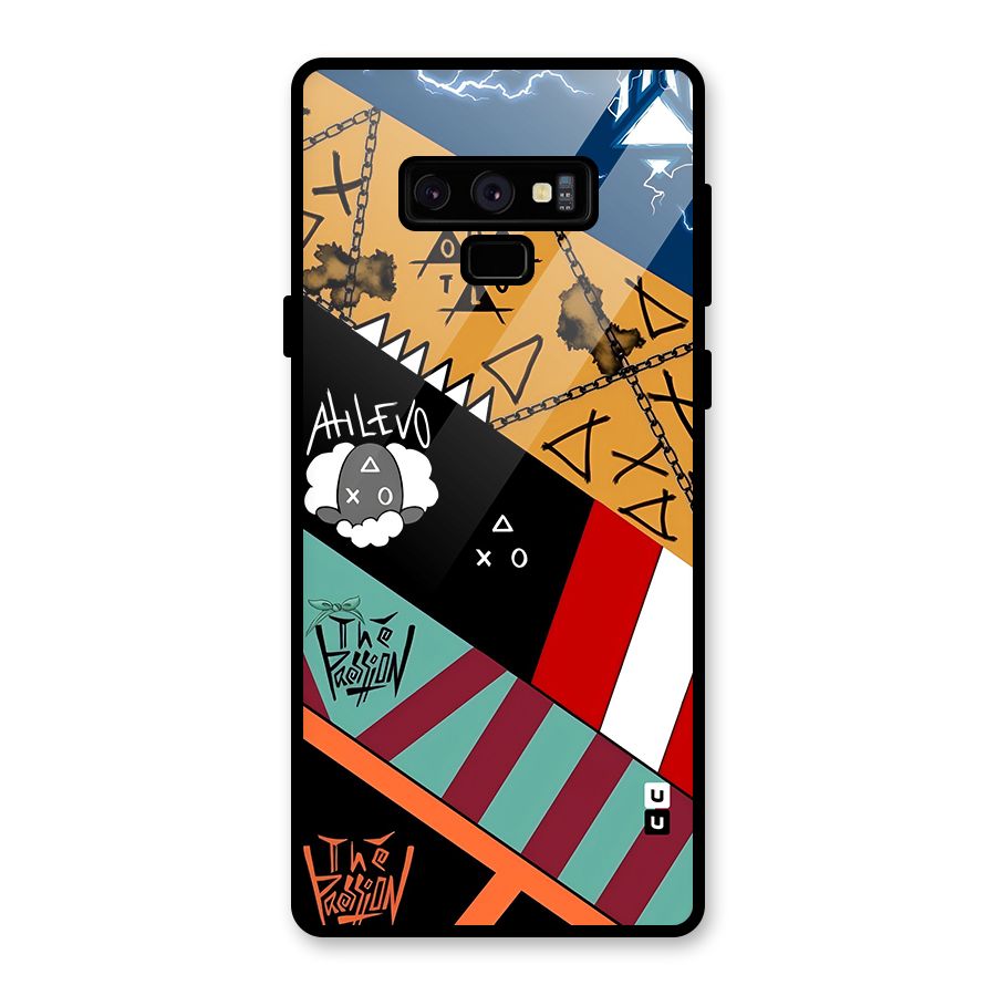 Random Abstracts Art Slant Stripes Glass Back Case for Galaxy Note 9