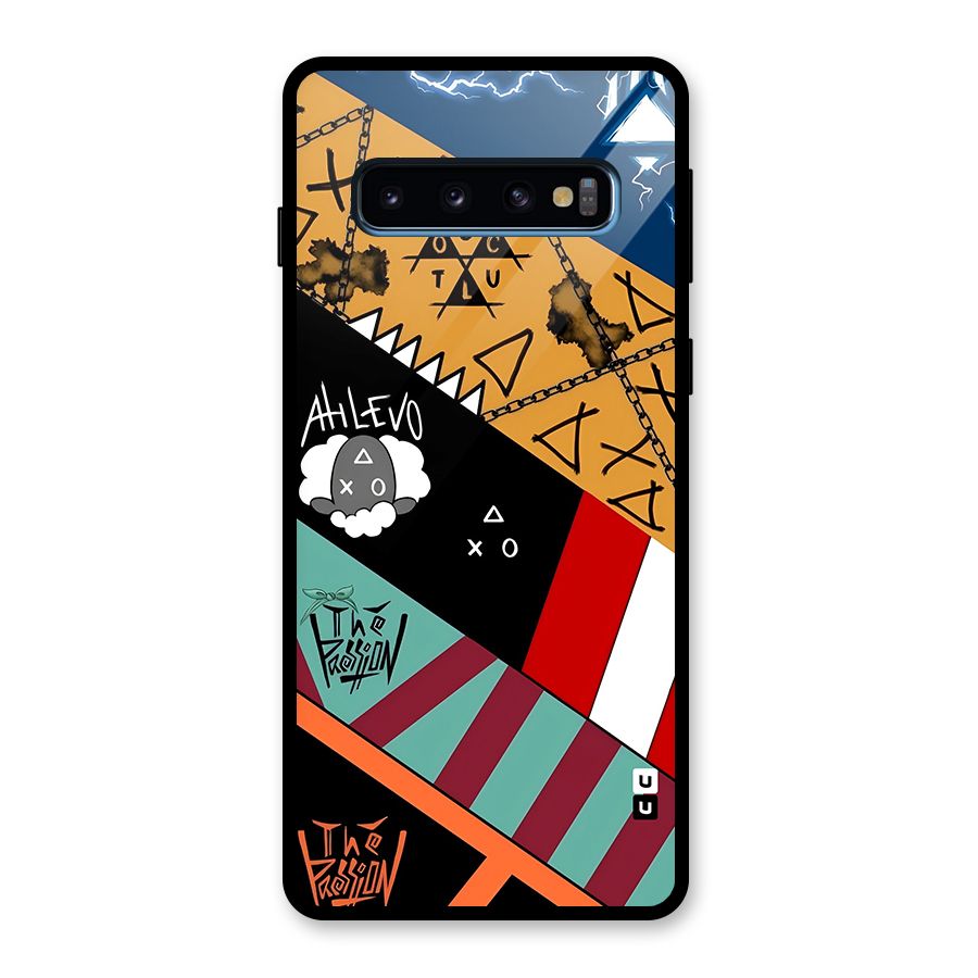 Random Abstracts Art Slant Stripes Glass Back Case for Galaxy S10