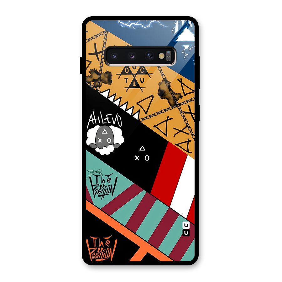 Random Abstracts Art Slant Stripes Glass Back Case for Galaxy S10 Plus