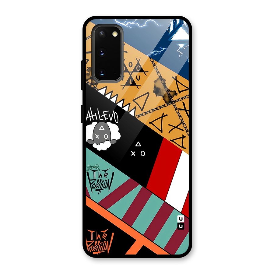 Random Abstracts Art Slant Stripes Glass Back Case for Galaxy S20