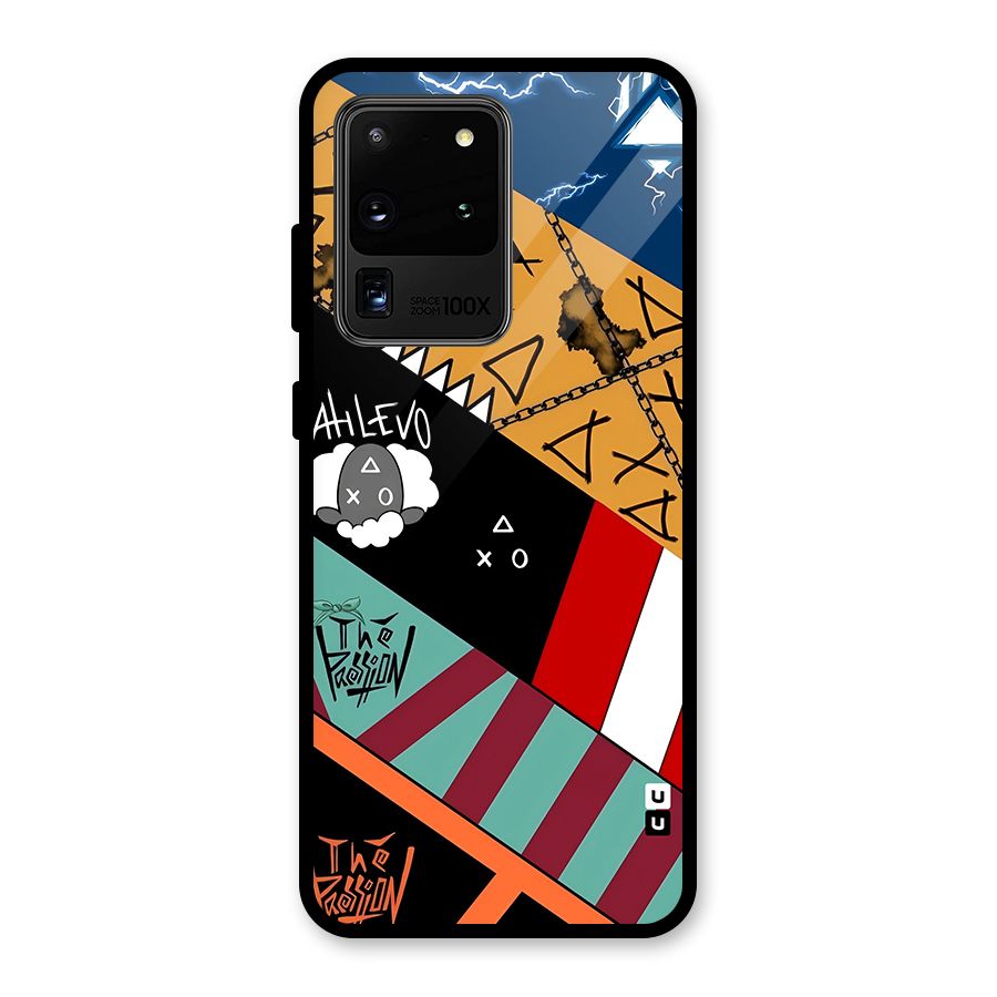 Random Abstracts Art Slant Stripes Glass Back Case for Galaxy S20 Ultra