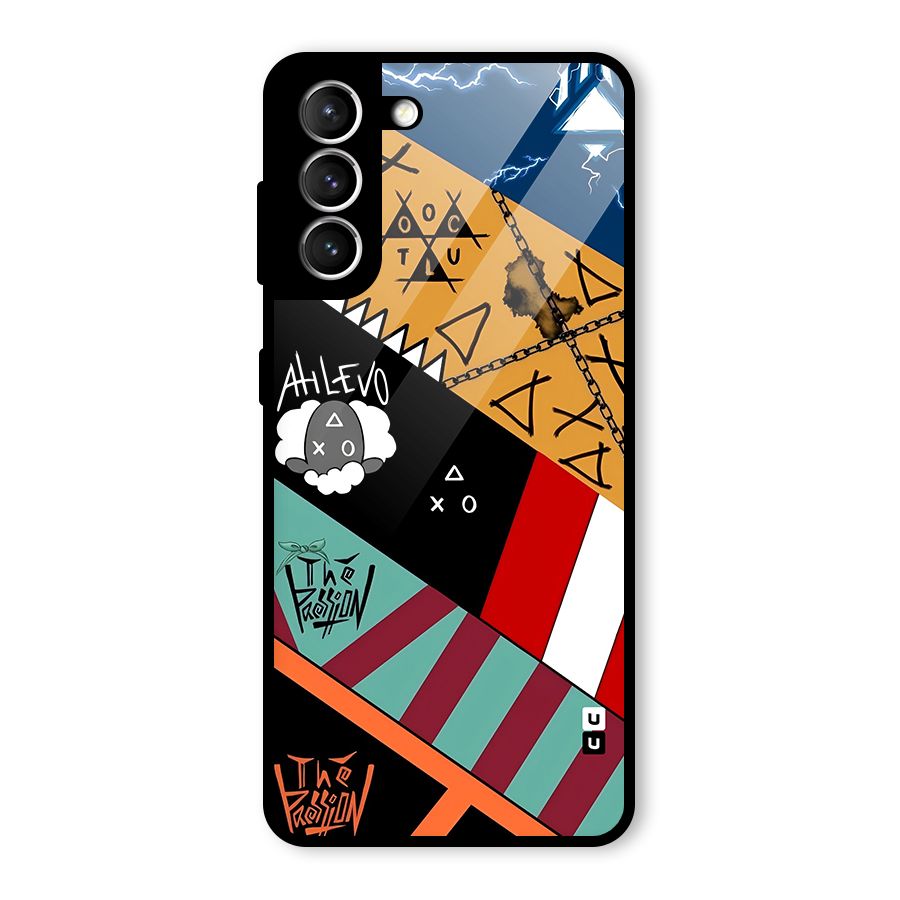 Random Abstracts Art Slant Stripes Glass Back Case for Galaxy S21 5G