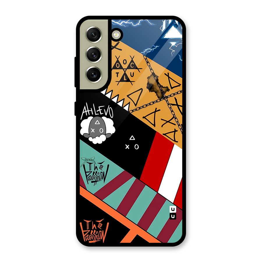 Random Abstracts Art Slant Stripes Glass Back Case for Galaxy S21 FE 5G