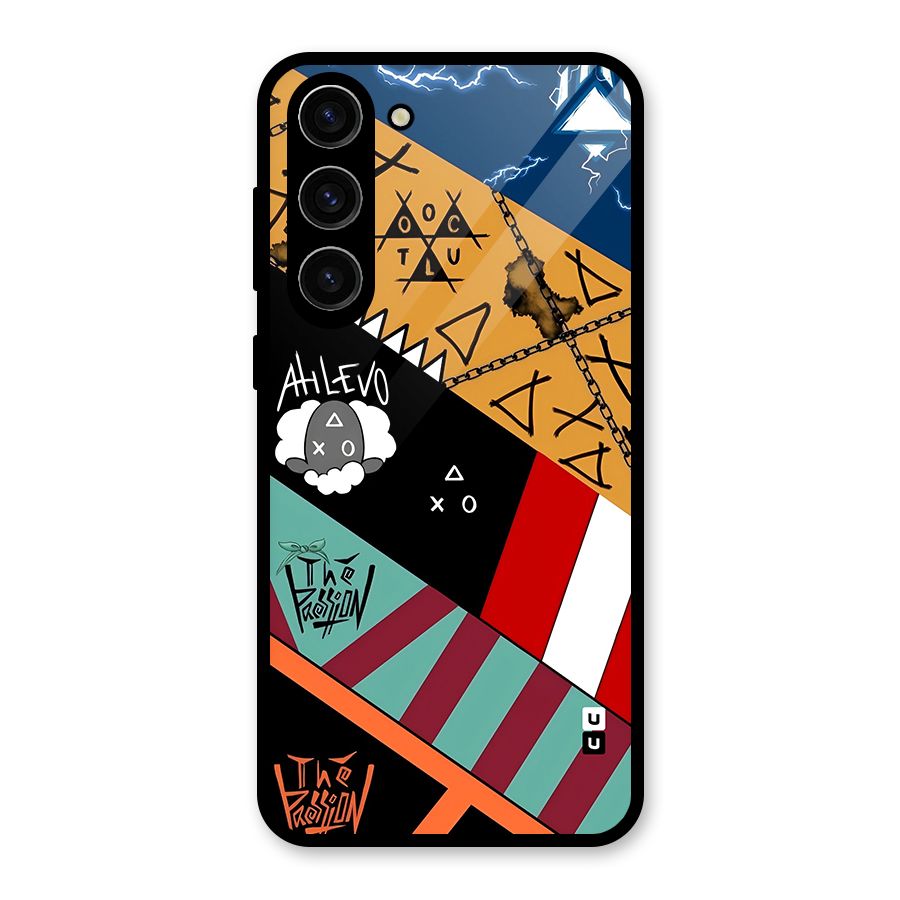 Random Abstracts Art Slant Stripes Glass Back Case for Galaxy S23 Plus