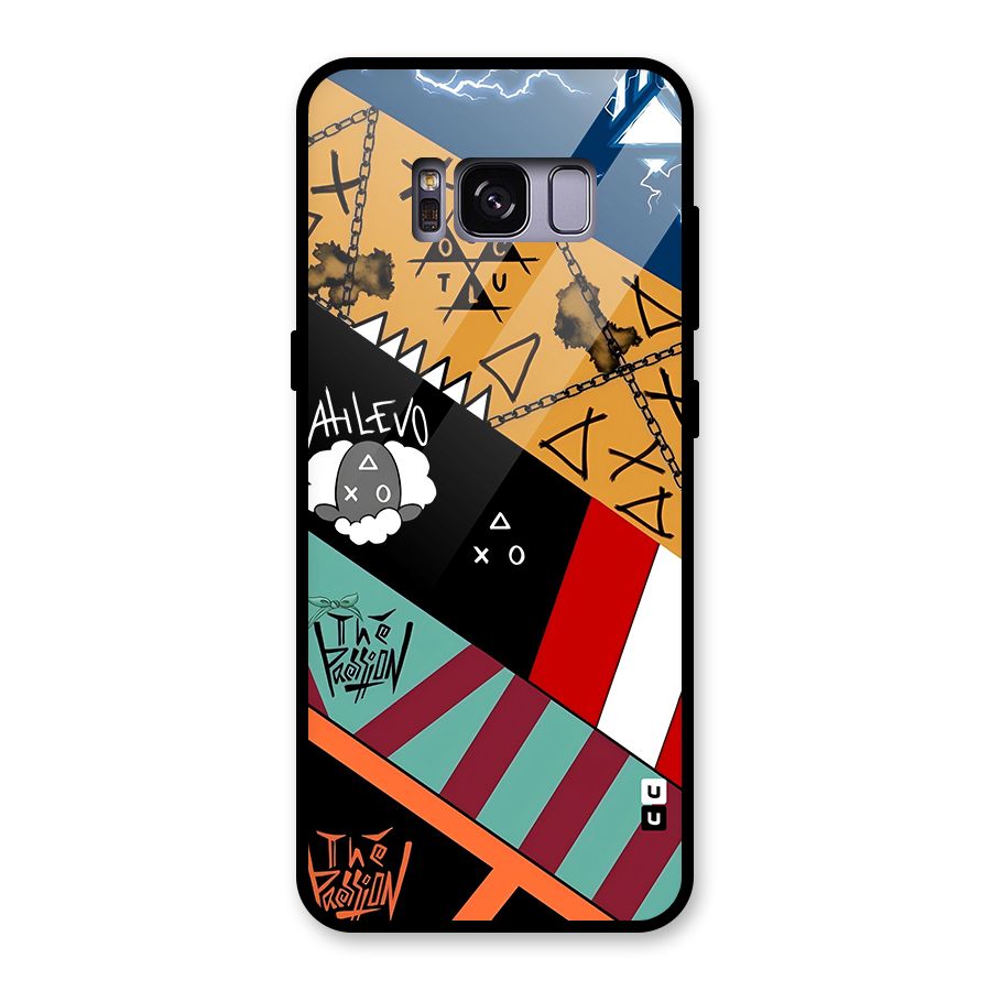 Random Abstracts Art Slant Stripes Glass Back Case for Galaxy S8