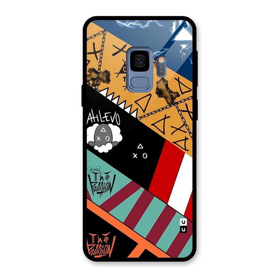 Random Abstracts Art Slant Stripes Glass Back Case for Galaxy S9