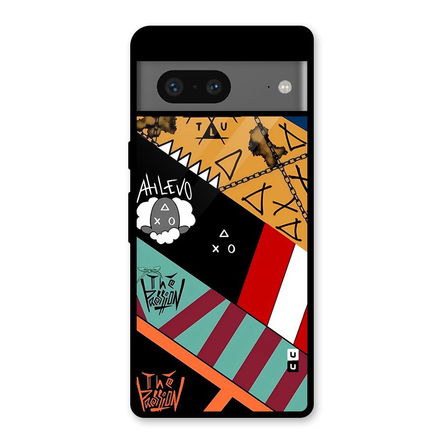 Random Abstracts Art Slant Stripes Glass Back Case for Google Pixel 7
