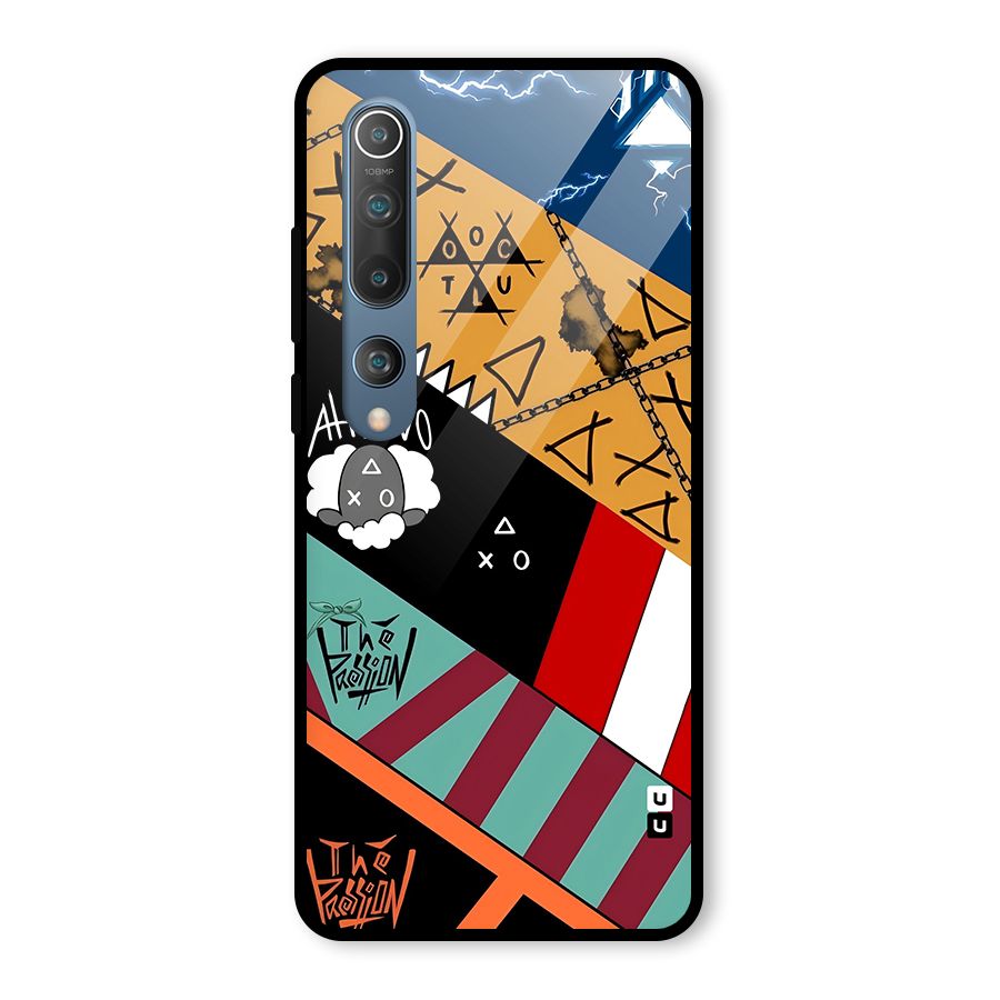 Random Abstracts Art Slant Stripes Glass Back Case for Mi 10