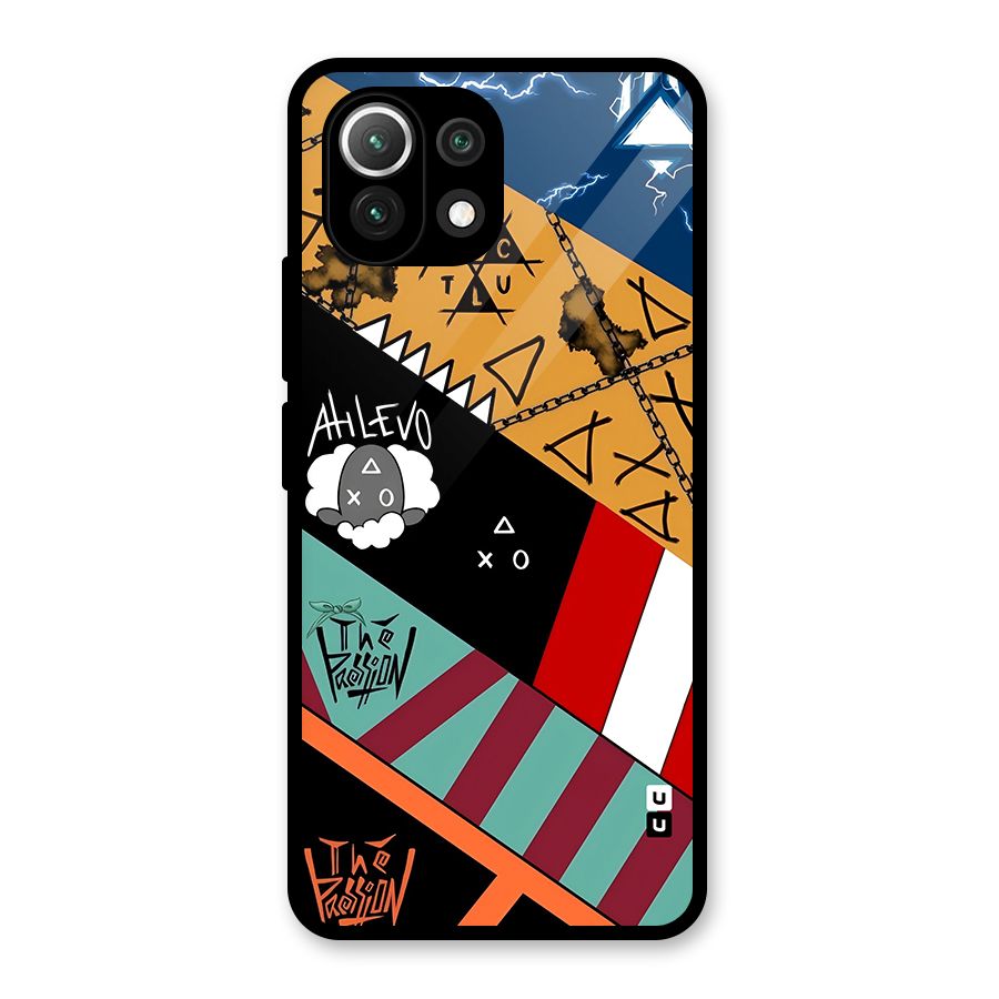 Random Abstracts Art Slant Stripes Glass Back Case for Mi 11 Lite