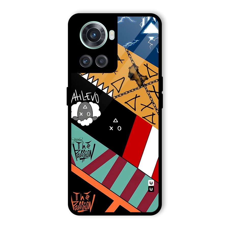 Random Abstracts Art Slant Stripes Glass Back Case for OnePlus 10R