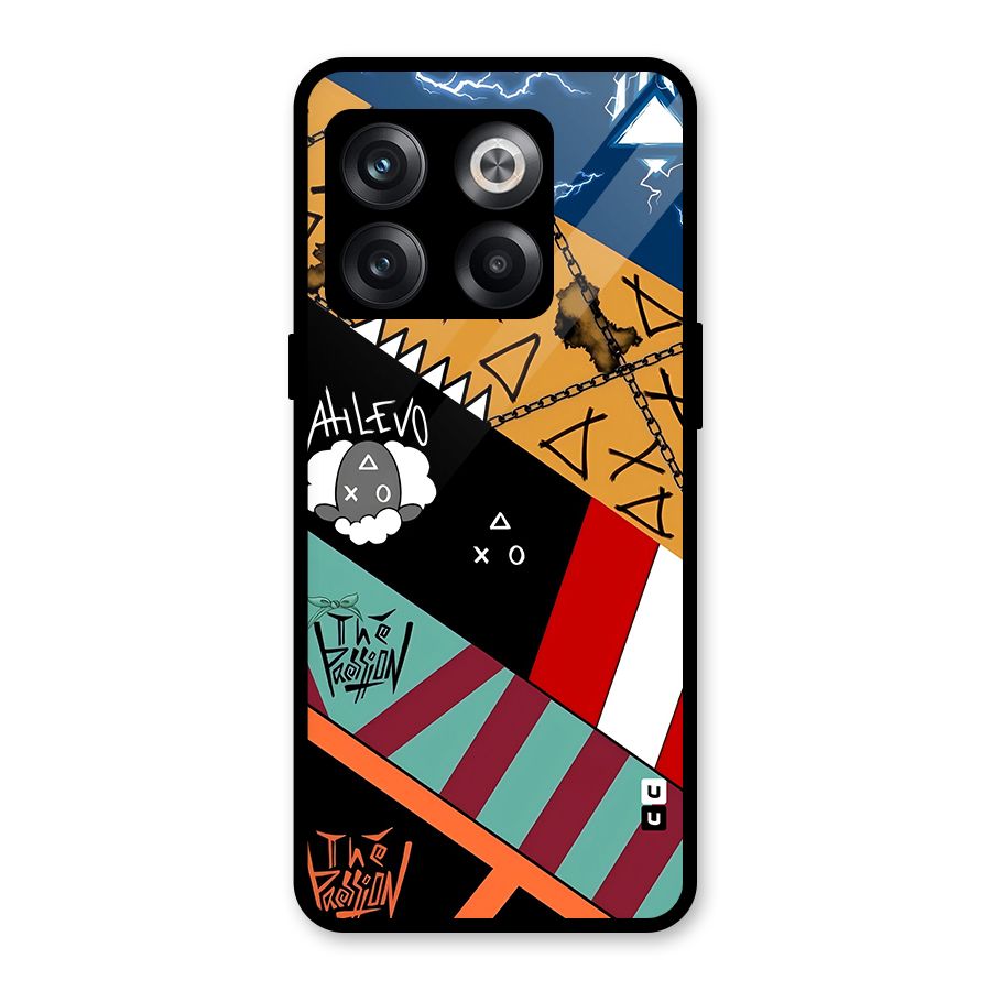 Random Abstracts Art Slant Stripes Glass Back Case for OnePlus 10T