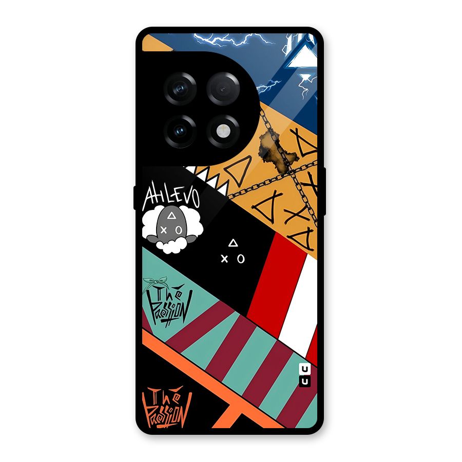 Random Abstracts Art Slant Stripes Glass Back Case for OnePlus 11R