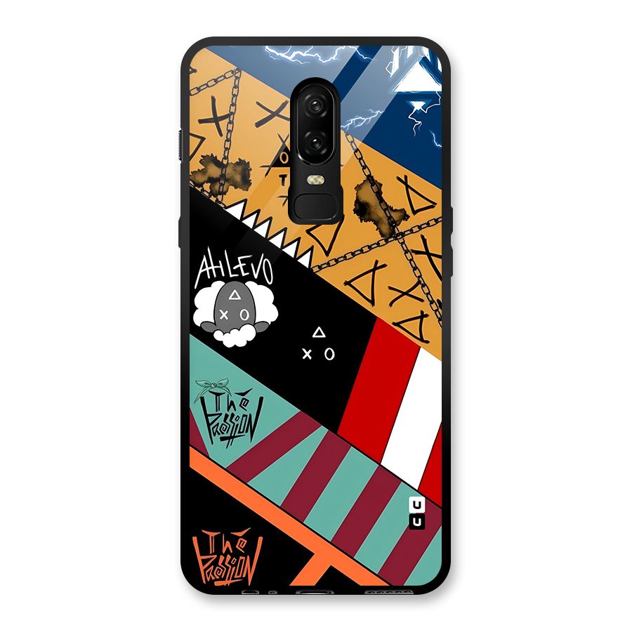 Random Abstracts Art Slant Stripes Glass Back Case for OnePlus 6