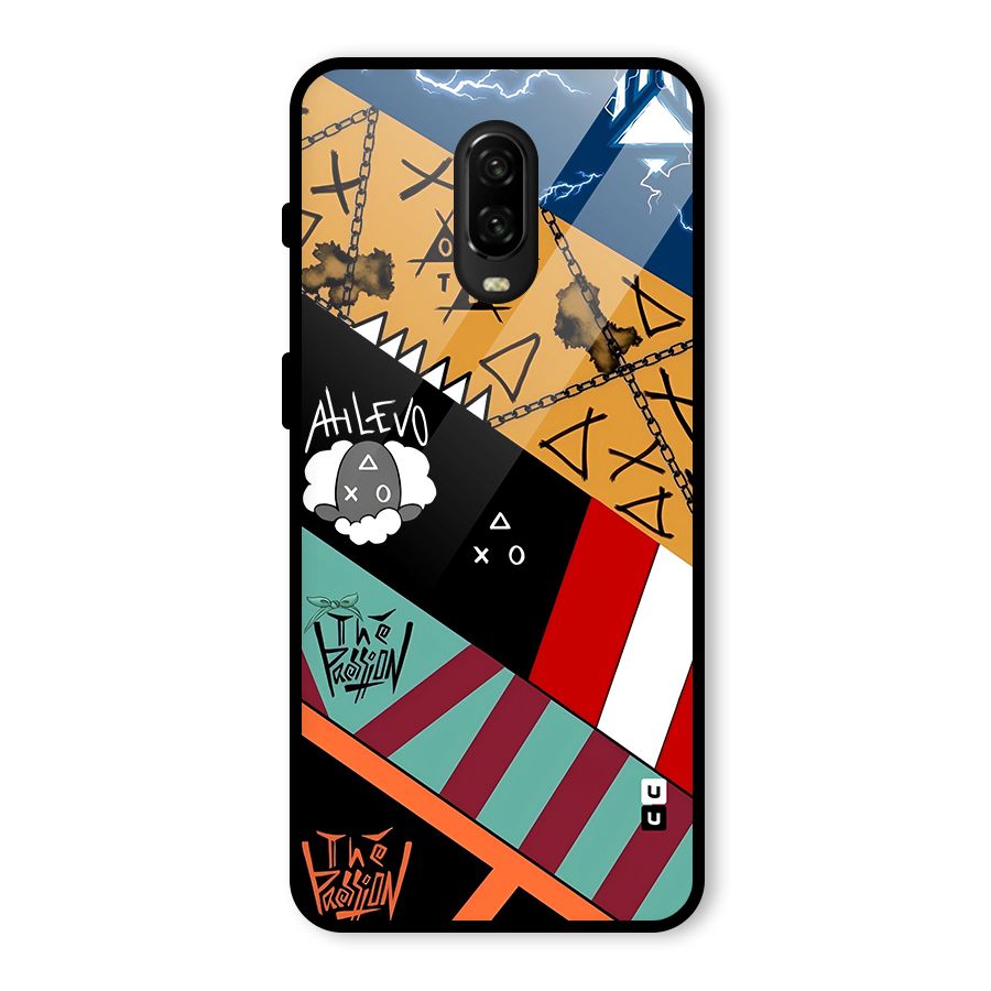 Random Abstracts Art Slant Stripes Glass Back Case for OnePlus 6T