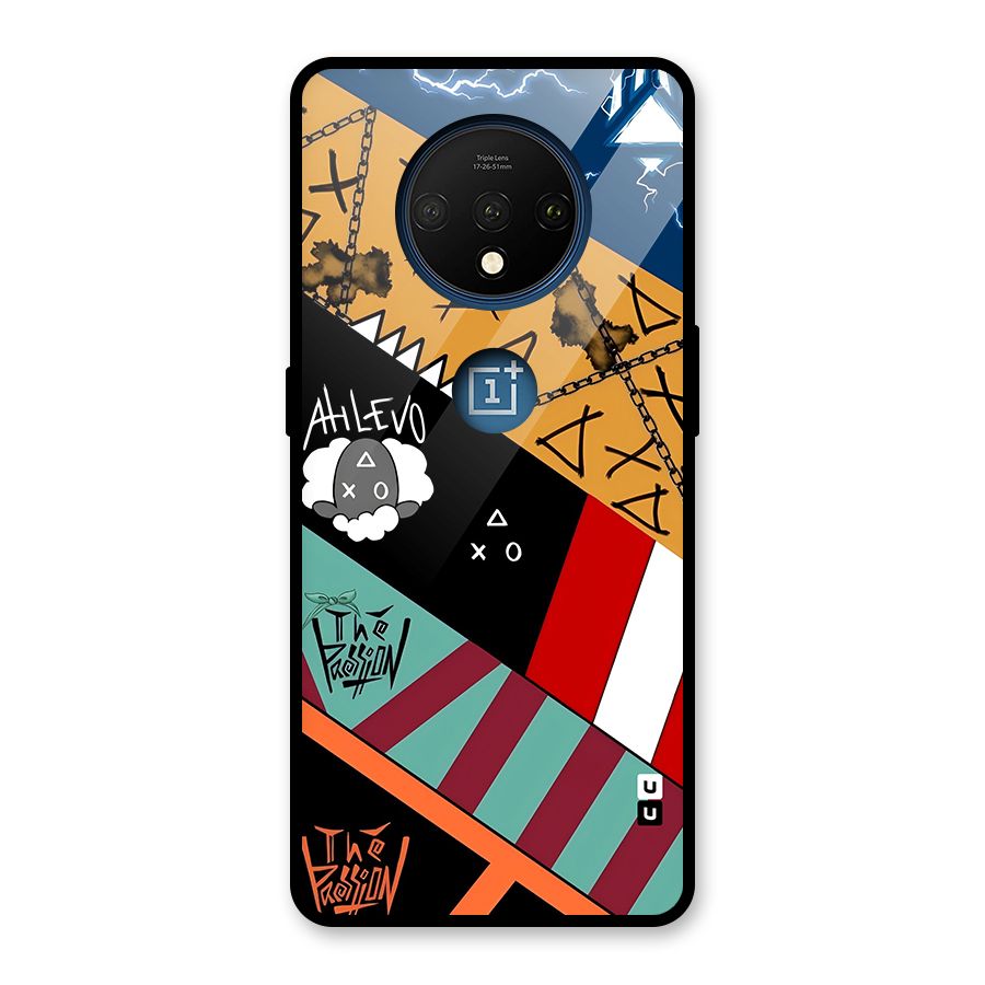 Random Abstracts Art Slant Stripes Glass Back Case for OnePlus 7T