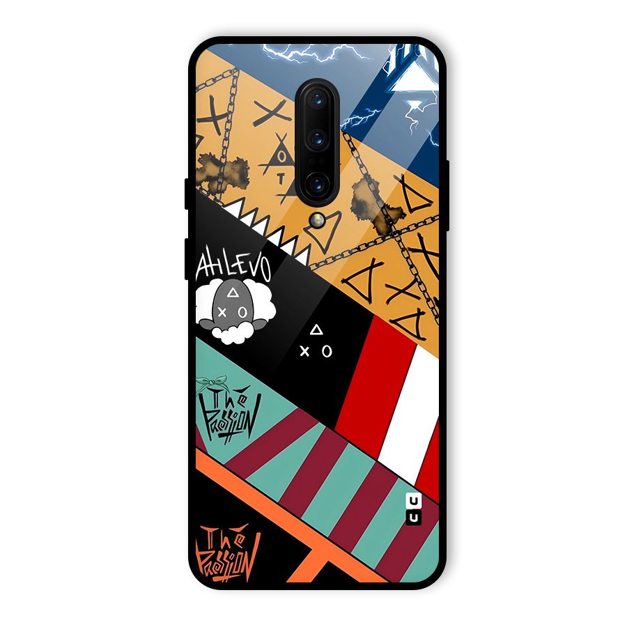 Random Abstracts Art Slant Stripes Glass Back Case for OnePlus 7 Pro