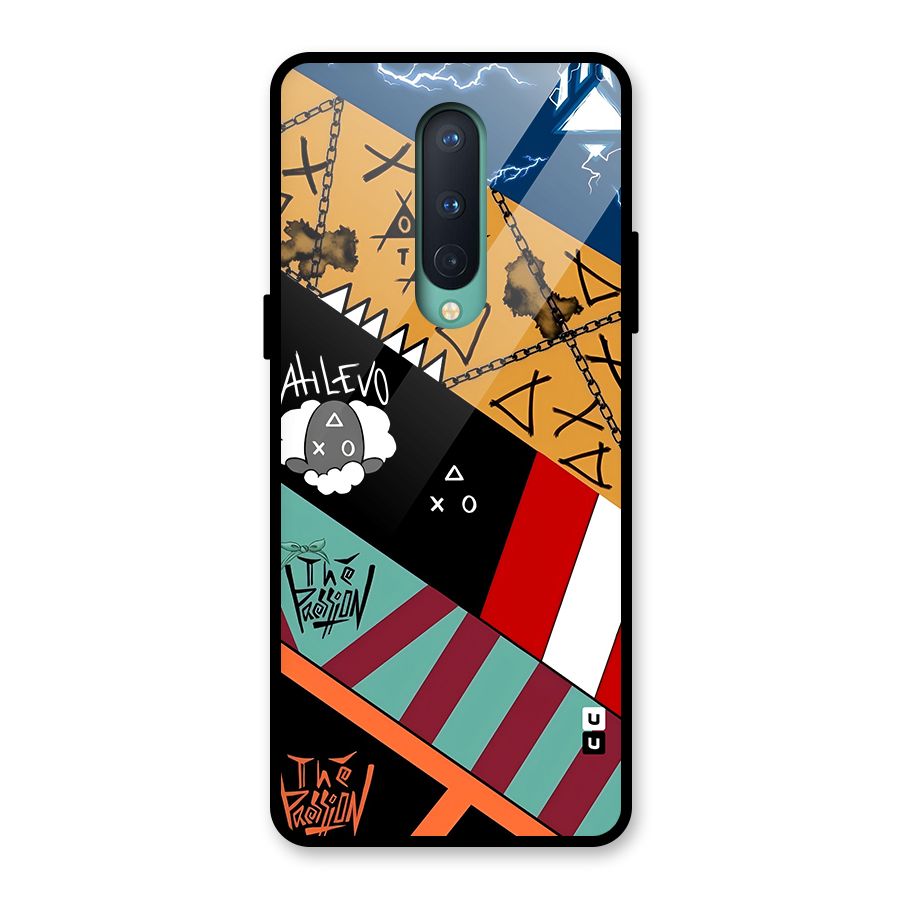 Random Abstracts Art Slant Stripes Glass Back Case for OnePlus 8