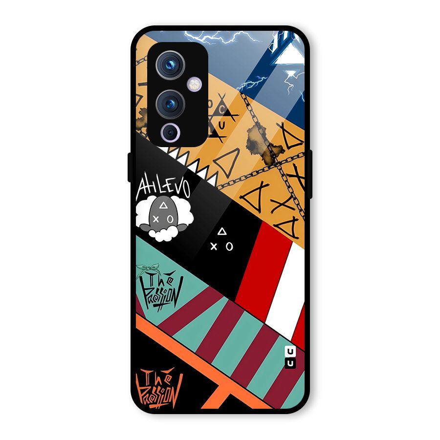 Random Abstracts Art Slant Stripes Glass Back Case for OnePlus 9