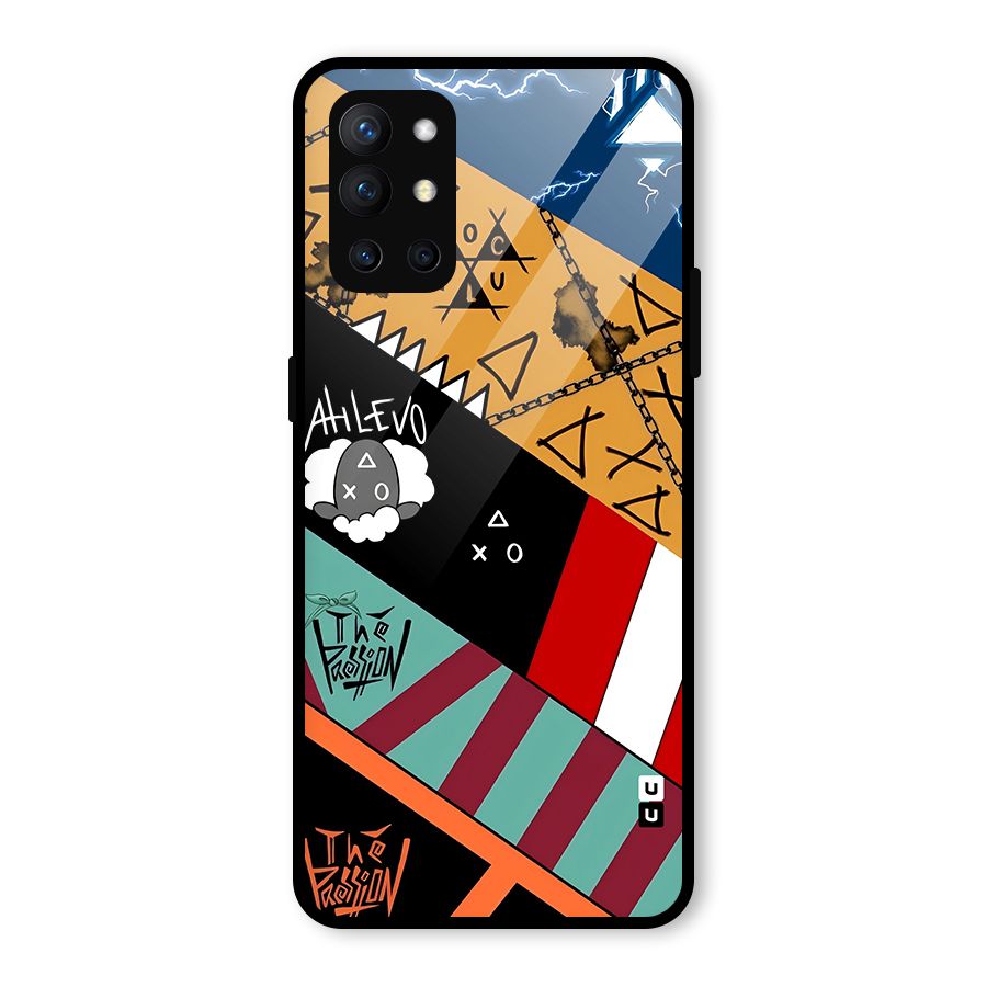 Random Abstracts Art Slant Stripes Glass Back Case for OnePlus 9R