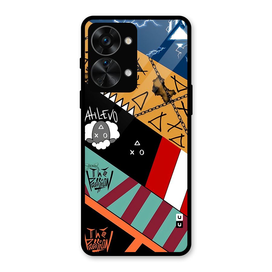 Random Abstracts Art Slant Stripes Glass Back Case for OnePlus Nord 2T