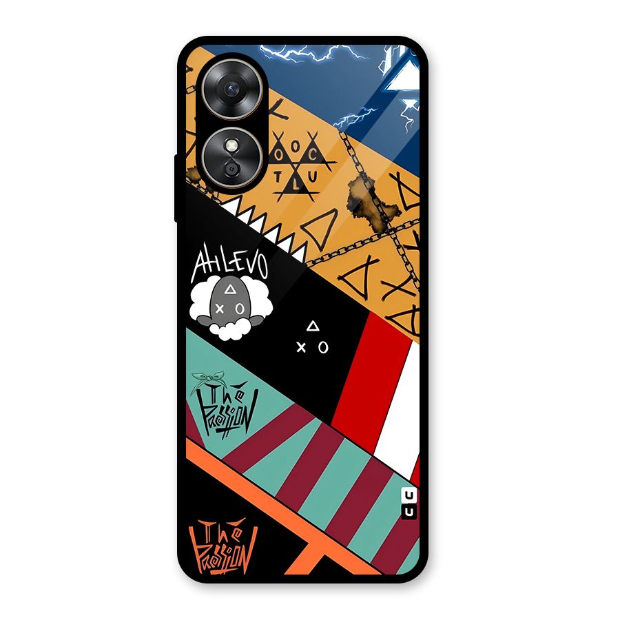 Random Abstracts Art Slant Stripes Glass Back Case for Oppo A17