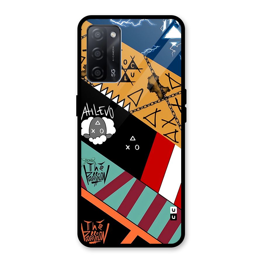 Random Abstracts Art Slant Stripes Glass Back Case for Oppo A53s 5G