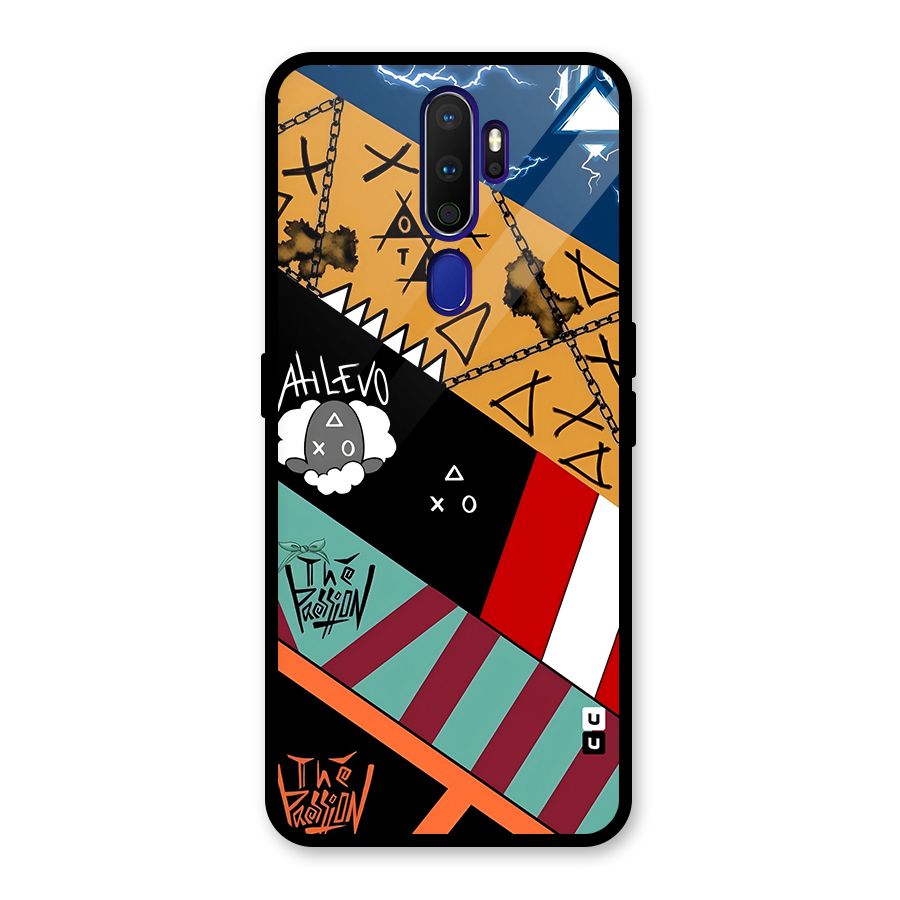 Random Abstracts Art Slant Stripes Glass Back Case for Oppo A9 (2020)