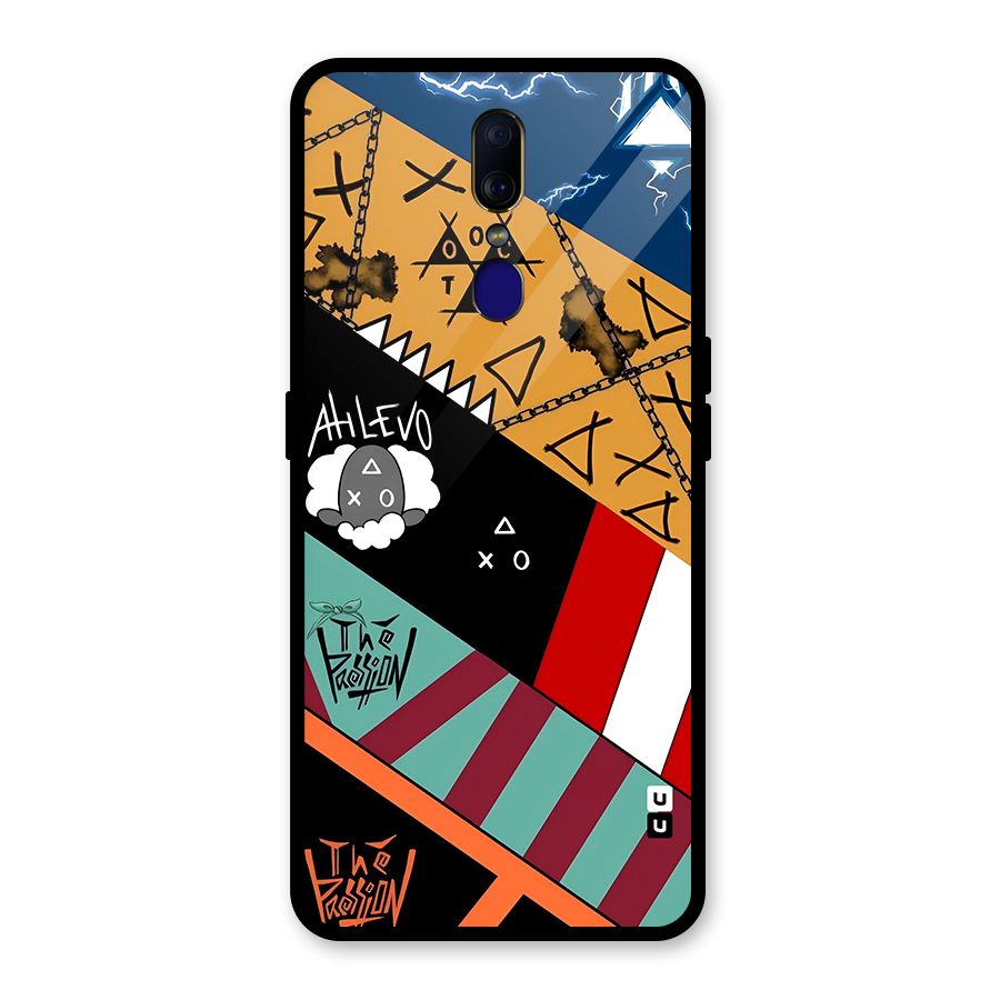 Random Abstracts Art Slant Stripes Glass Back Case for Oppo F11