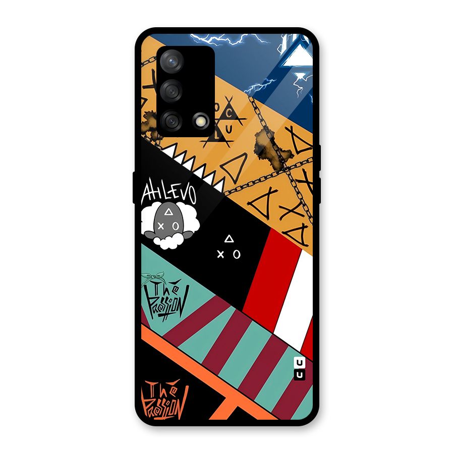 Random Abstracts Art Slant Stripes Glass Back Case for Oppo F19