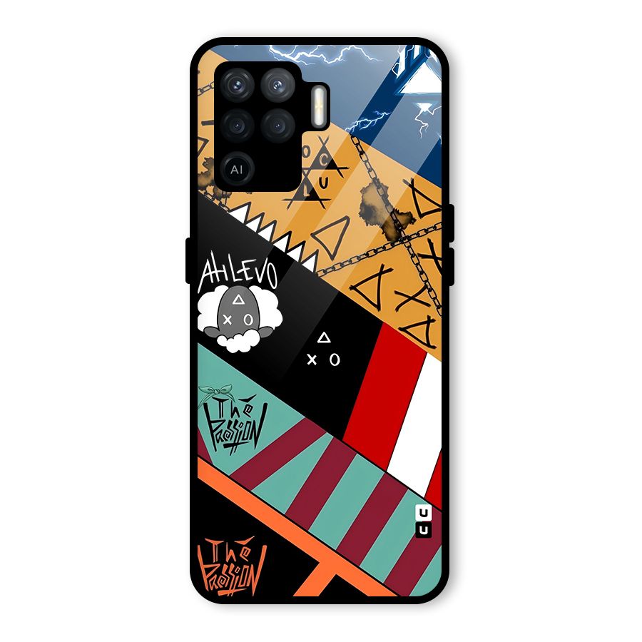 Random Abstracts Art Slant Stripes Glass Back Case for Oppo F19 Pro