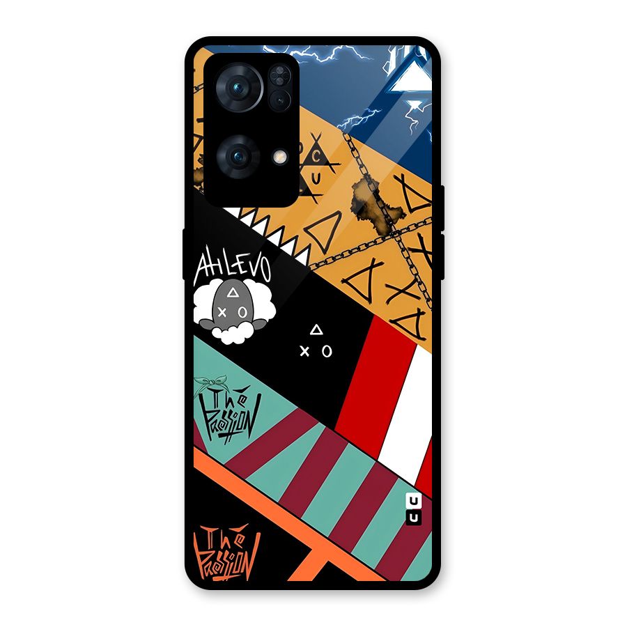 Random Abstracts Art Slant Stripes Glass Back Case for Oppo Reno7 Pro 5G