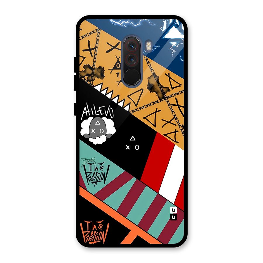 Random Abstracts Art Slant Stripes Glass Back Case for Poco F1