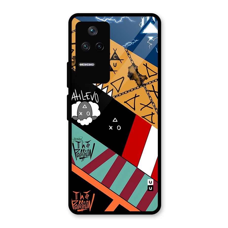 Random Abstracts Art Slant Stripes Glass Back Case for Poco F4 5G
