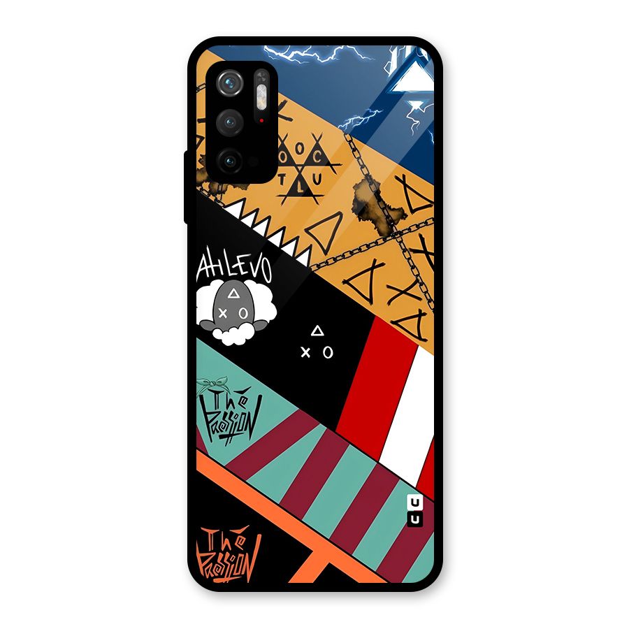 Random Abstracts Art Slant Stripes Glass Back Case for Poco M3 Pro 5G