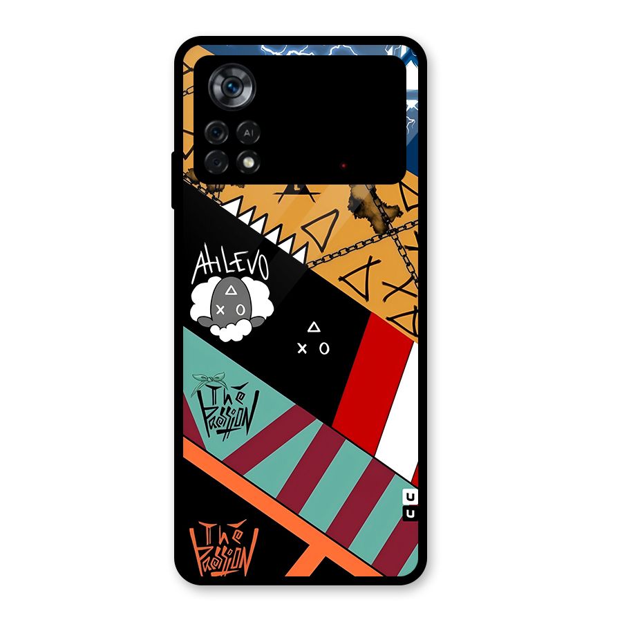 Random Abstracts Art Slant Stripes Glass Back Case for Poco X4 Pro 5G