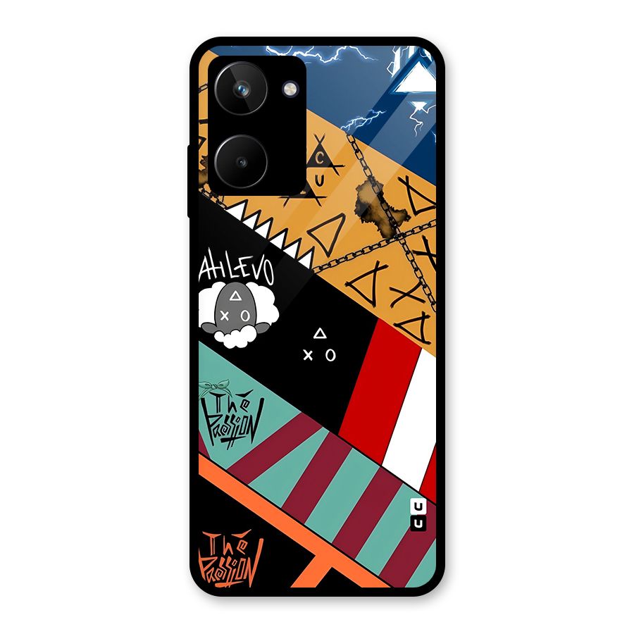 Random Abstracts Art Slant Stripes Glass Back Case for Realme 10