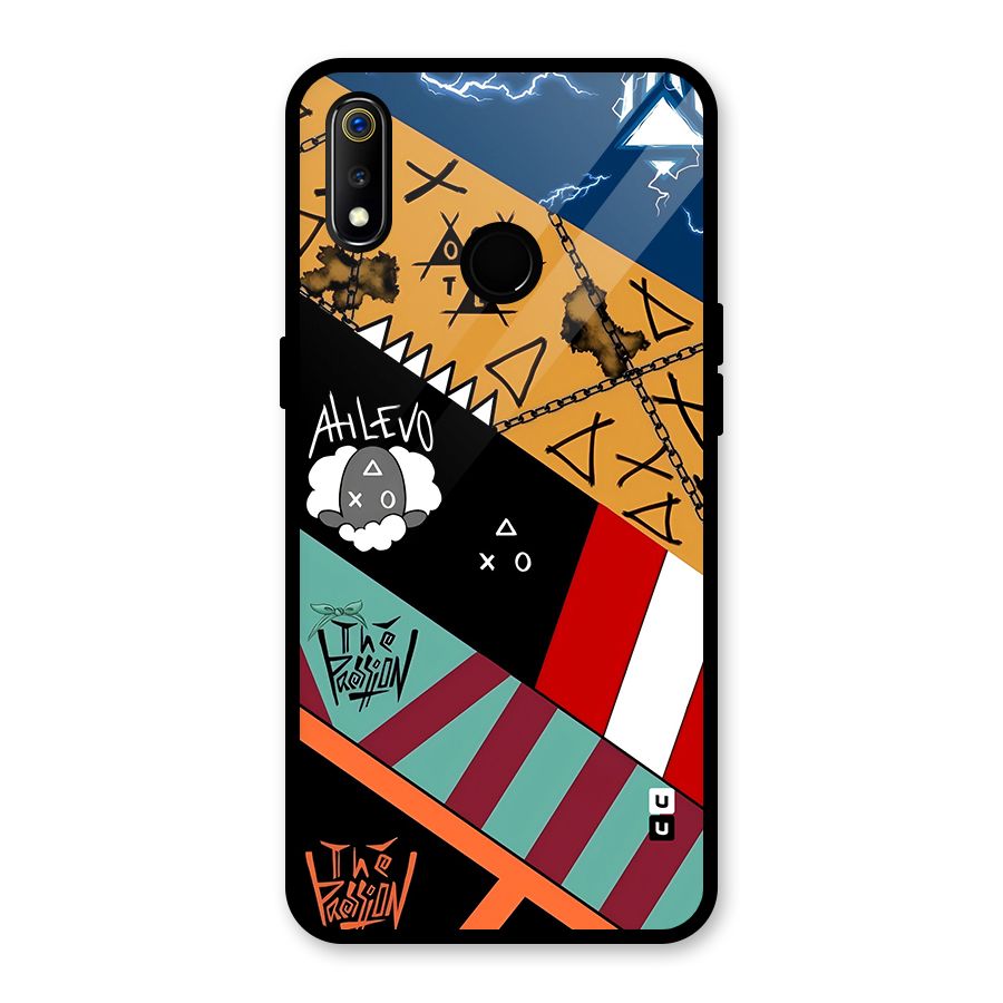 Random Abstracts Art Slant Stripes Glass Back Case for Realme 3i