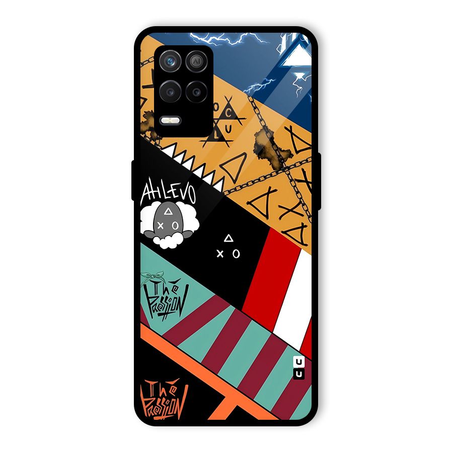 Random Abstracts Art Slant Stripes Glass Back Case for Realme 9 5G