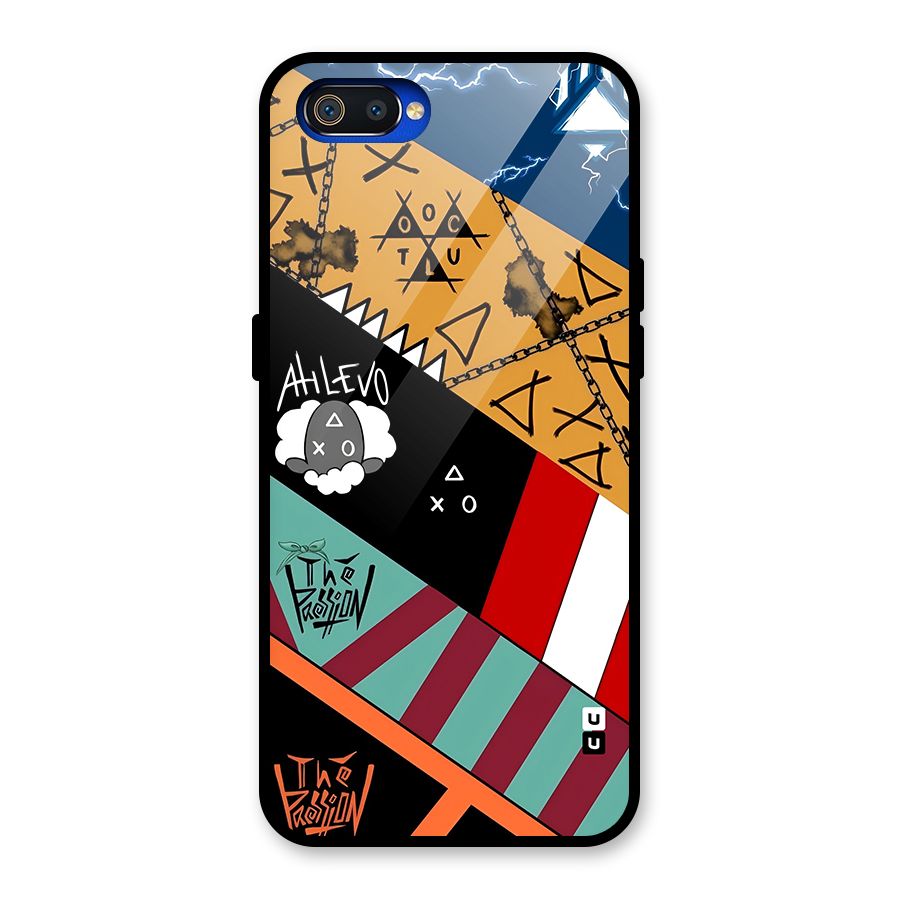 Random Abstracts Art Slant Stripes Glass Back Case for Realme C2