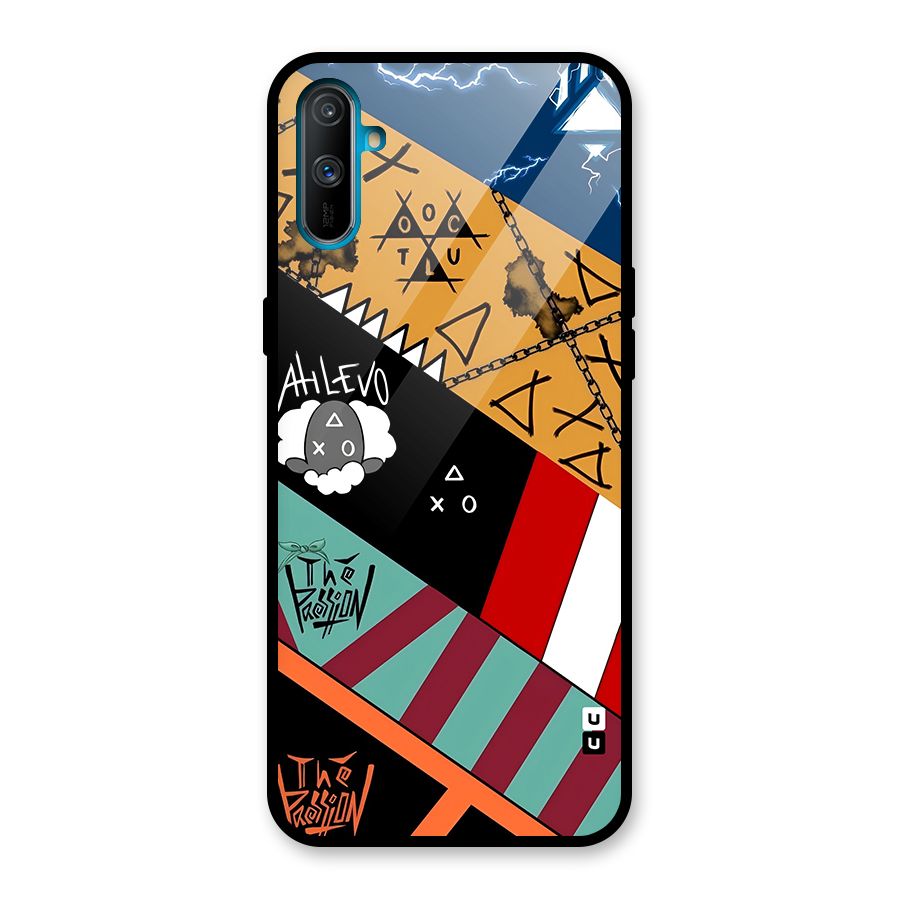 Random Abstracts Art Slant Stripes Glass Back Case for Realme C3