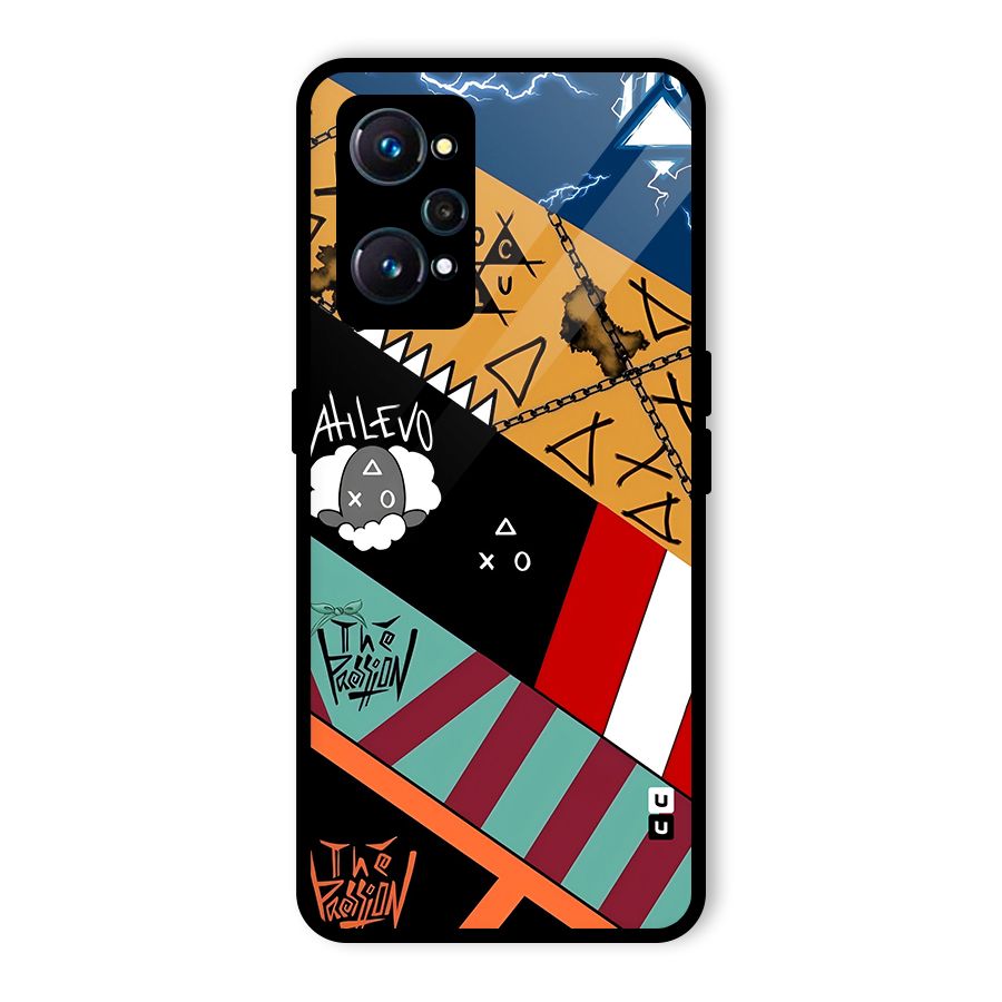 Random Abstracts Art Slant Stripes Glass Back Case for Realme GT Neo2