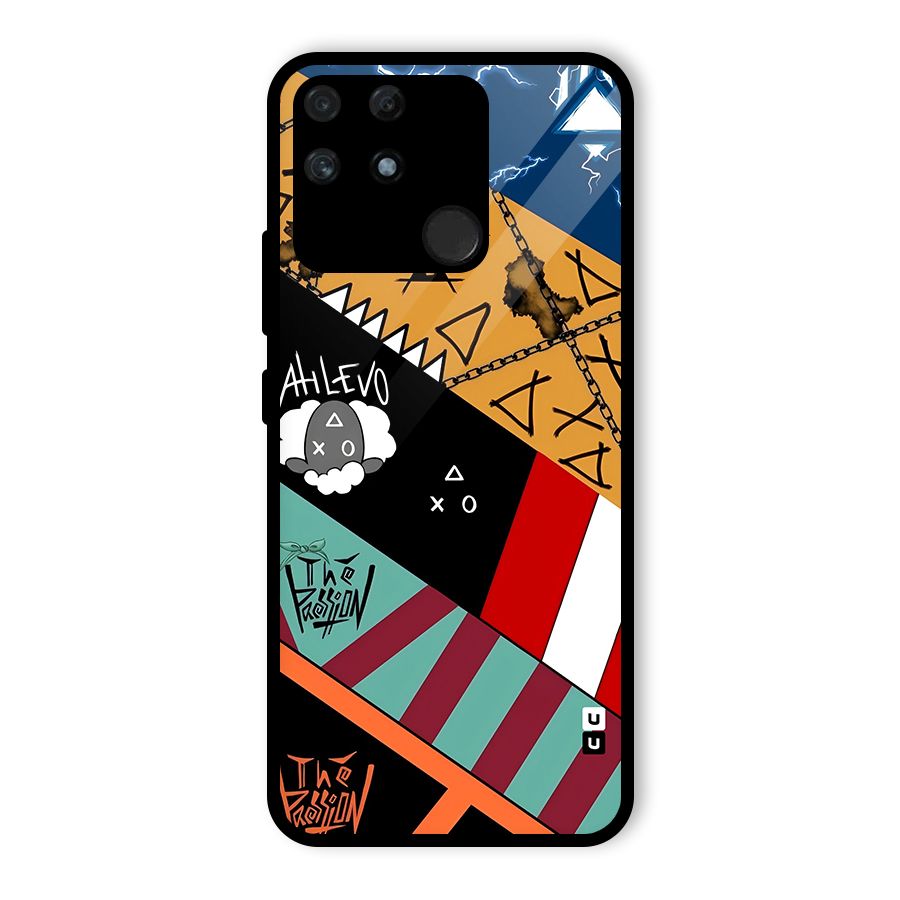 Random Abstracts Art Slant Stripes Glass Back Case for Realme Narzo 50A
