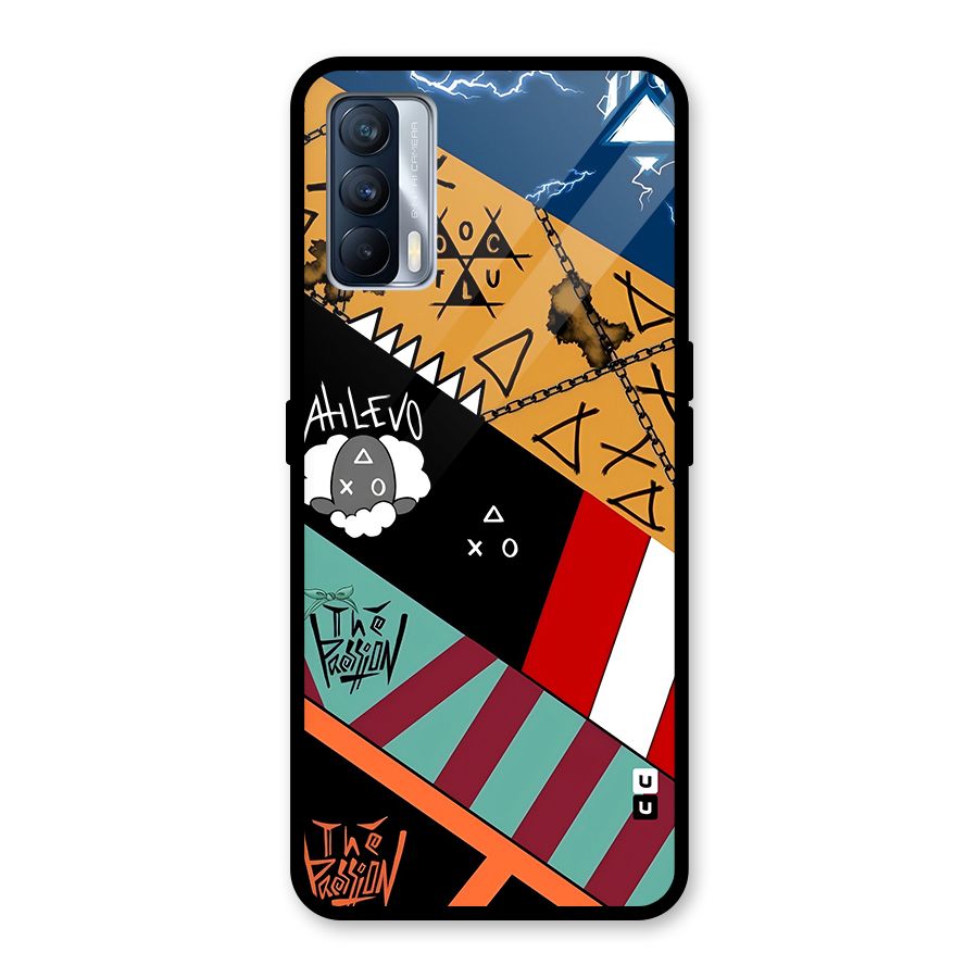 Random Abstracts Art Slant Stripes Glass Back Case for Realme X7