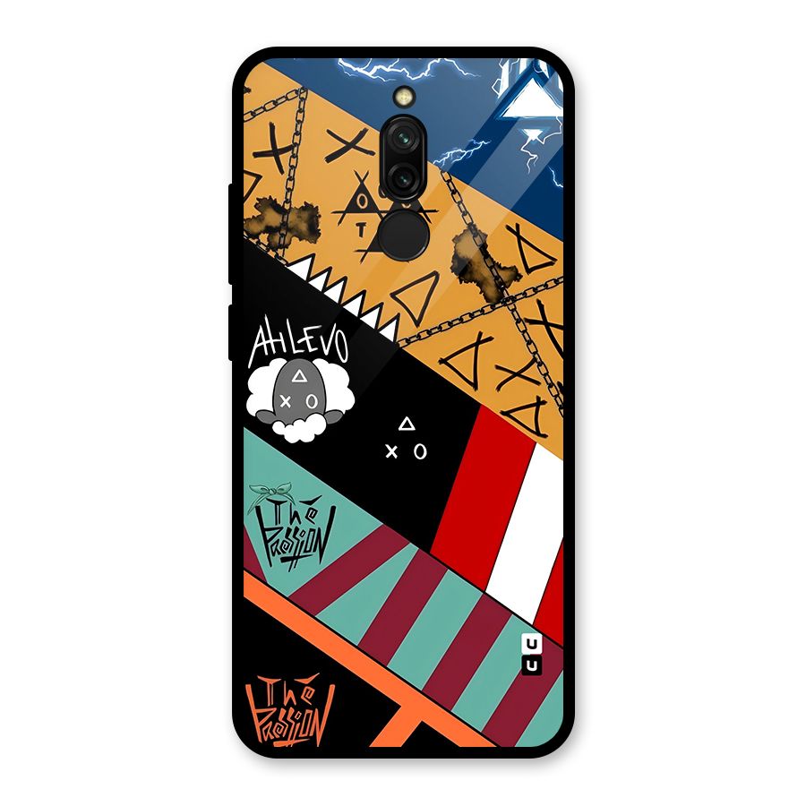 Random Abstracts Art Slant Stripes Glass Back Case for Redmi 8